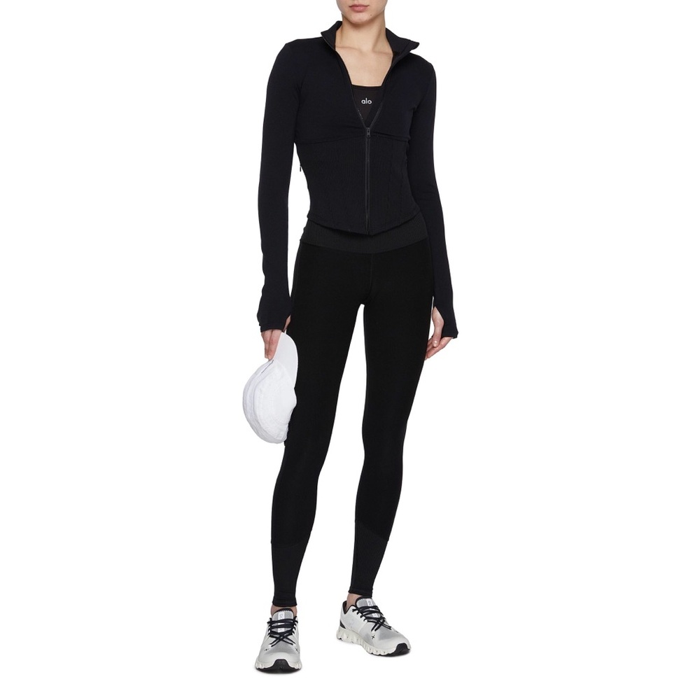 Alo Yoga Seamless Ribbed Favorite Bra Tank Black L - Picture 3 of 14